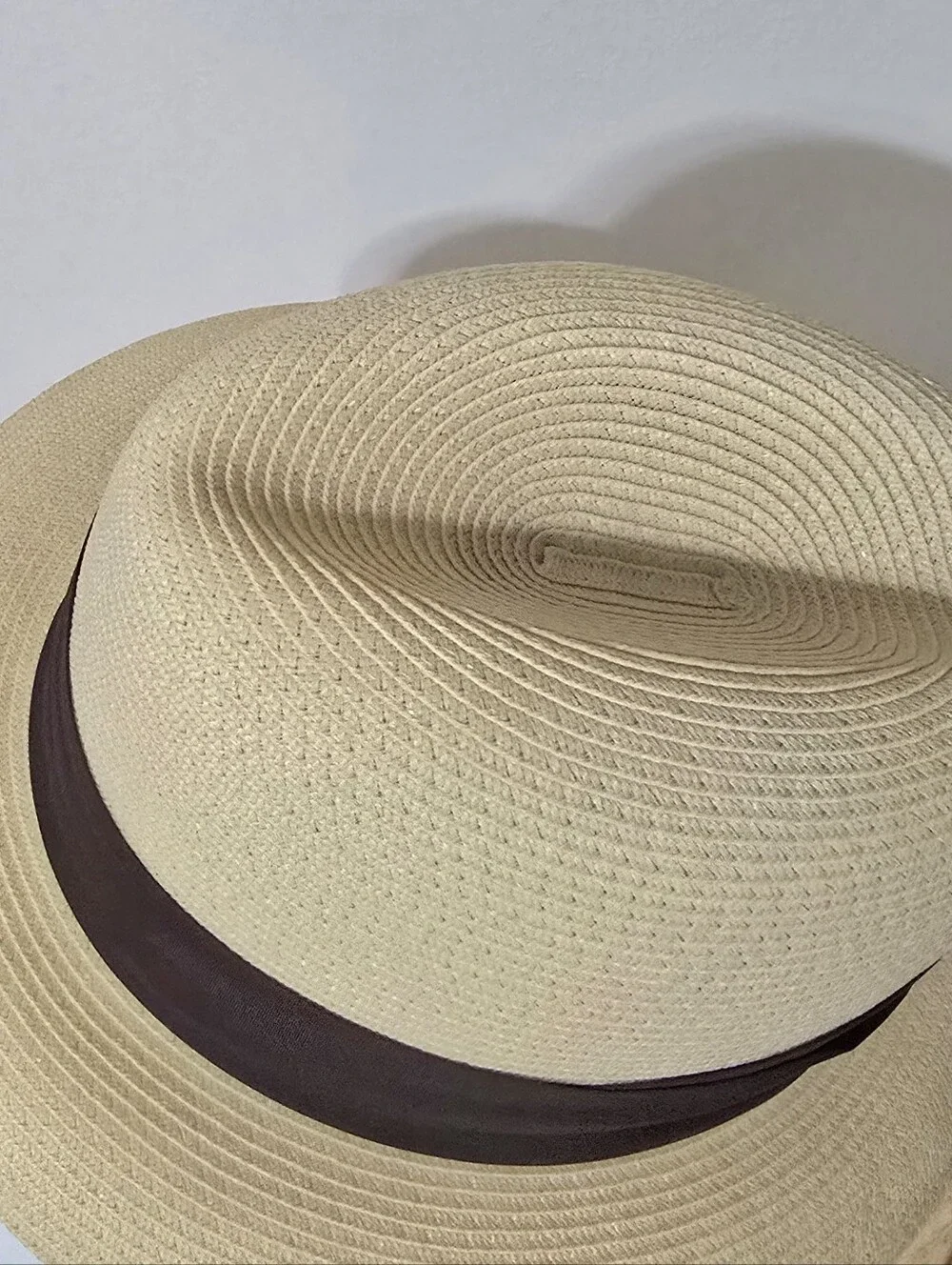 Vtg Park Royal Men's Ecru/Brown Fedora Hat Genuine Milan Weave 6 3/4" Looks NEW - Picture 4 of 12